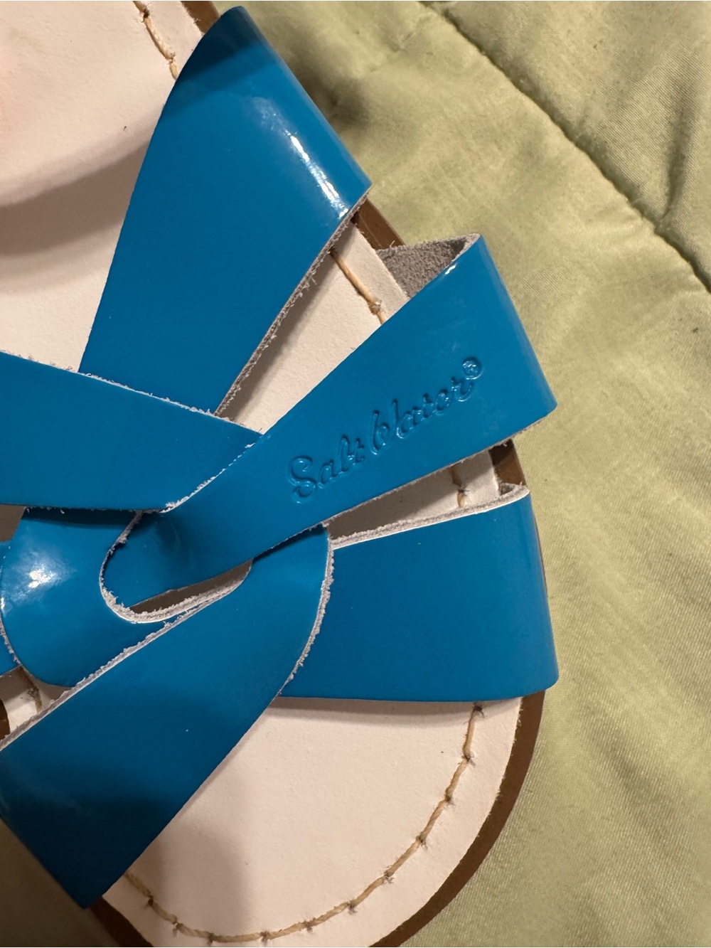 Patent Strappy Blue Women's Sandals with Ankle Buckle - Picture 7 of 8